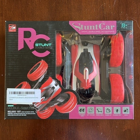 Brand New Remote Control Stunt Car Double-Sided 4 Wheel Drive Music Lights Red - Picture 7 of 16